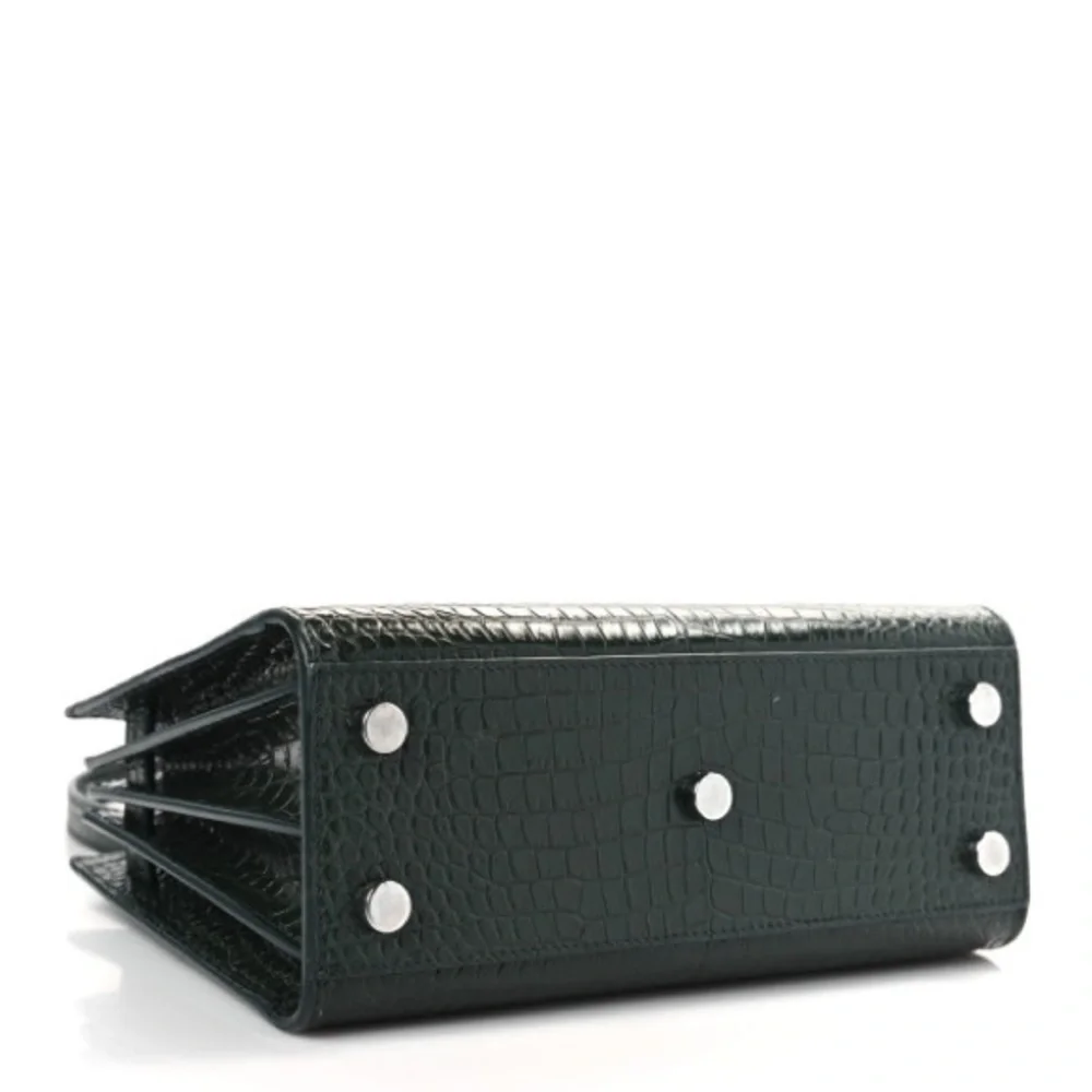 SAINT LAURENT Calfskin Crocodile Embossed Nano Sac De Jour Dark Green - Picture 6 of 10